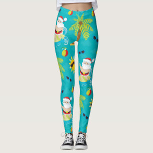 Leggings Le surf du Père Noël pour Noël tropical