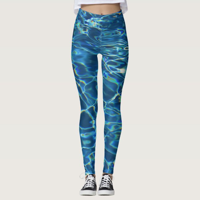 Leggings L'eau bleue de scintillement de piscine (Devant)