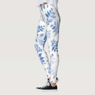 Leggings Légende florale stylée : Fleur bleue et Feuille Im