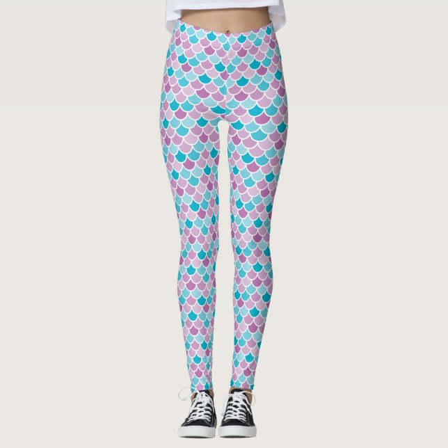 Leggings Légendes à l'échelle de sirène d'eau et de mauve (Devant)