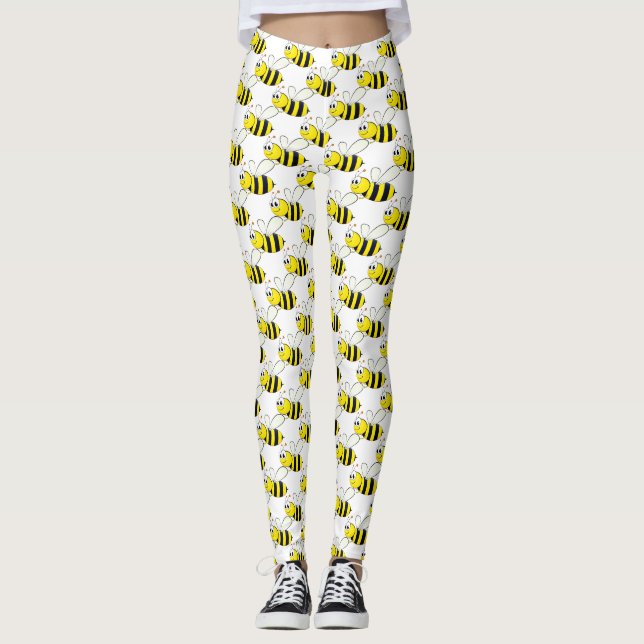 Leggings Légendes à motifs d'abeilles de miel (Devant)