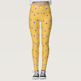 Leggings Légendes à points bleu et jaune de moutarde