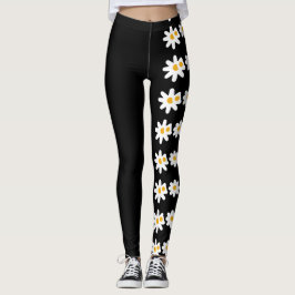 Leggings Légendes abstraites à fleurs noires uniques