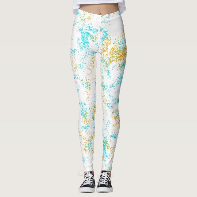Leggings Légendes Abstraites de Breeze d'or - Aqua & Mustar (Devant)