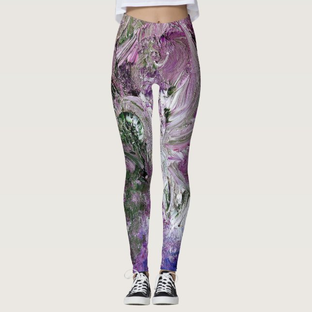 Leggings Légendes Abstraites pourpres funky (Devant)