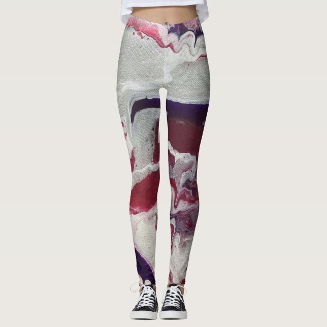 Leggings Légendes Abstraites roses et violettes (Devant)