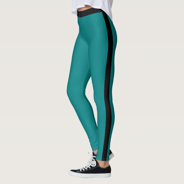 Leggings Légendes bleues turquoises Bande latérale noire Ch (Gauche)