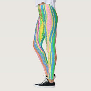 Leggings légendes couleur bonbon rayé à motif arc-en-ciel