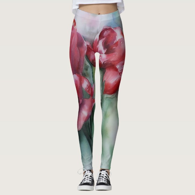 Leggings Légendes d'aquarelle florale (Devant)