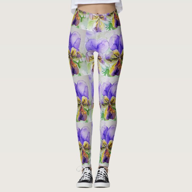 Leggings Légendes d'aquarelle violette de violet de violett (Devant)