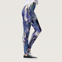 Leggings Légendes d'art Abstrait funky - Bleu et blanc