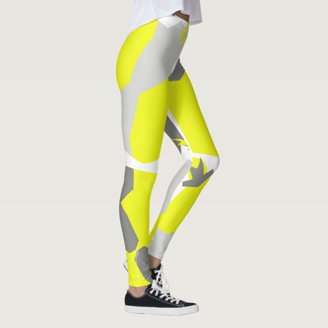 Leggings Légendes d'art Abstraites peintes en gris jaune pa (Droite)