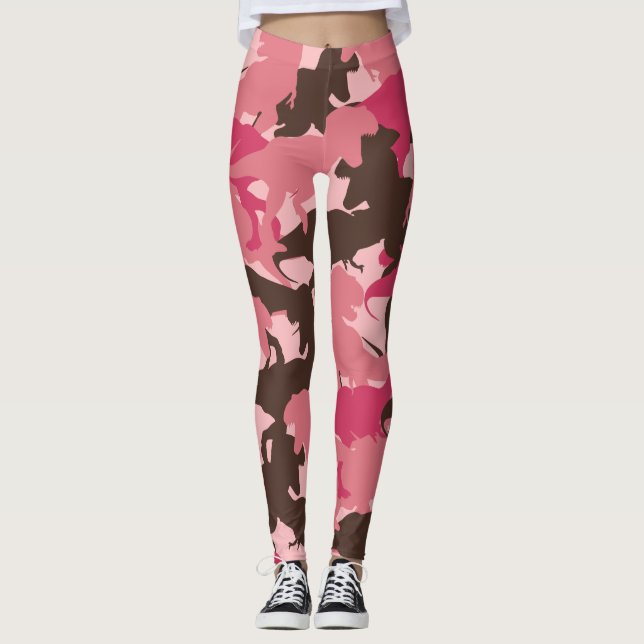 Leggings Légendes de camouflage de dinosaures roses (Devant)