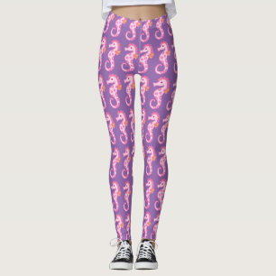 Leggings Légendes de cheval de mer violet et rose