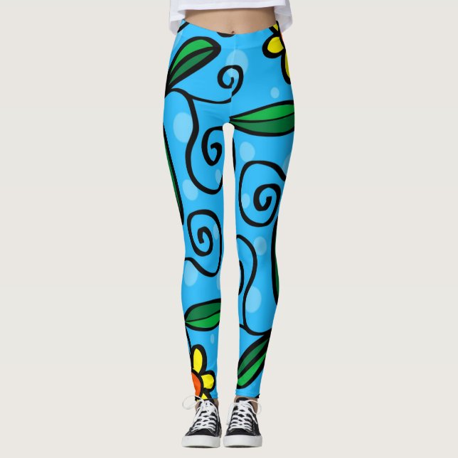 Leggings légendes de fleurs de gribouillis (Devant)