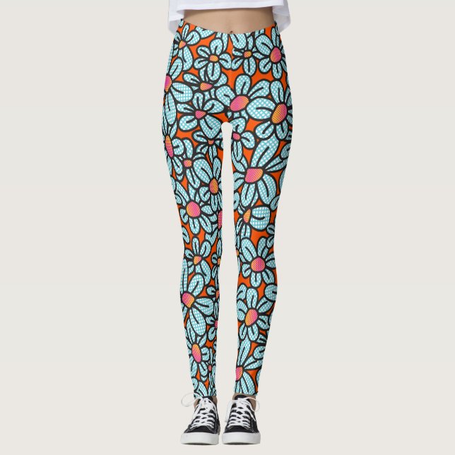 Leggings Légendes de la Pop Fleur (orange) (Devant)