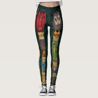 Leggings Légendes de mâts de totem animal - Arrière - plan 