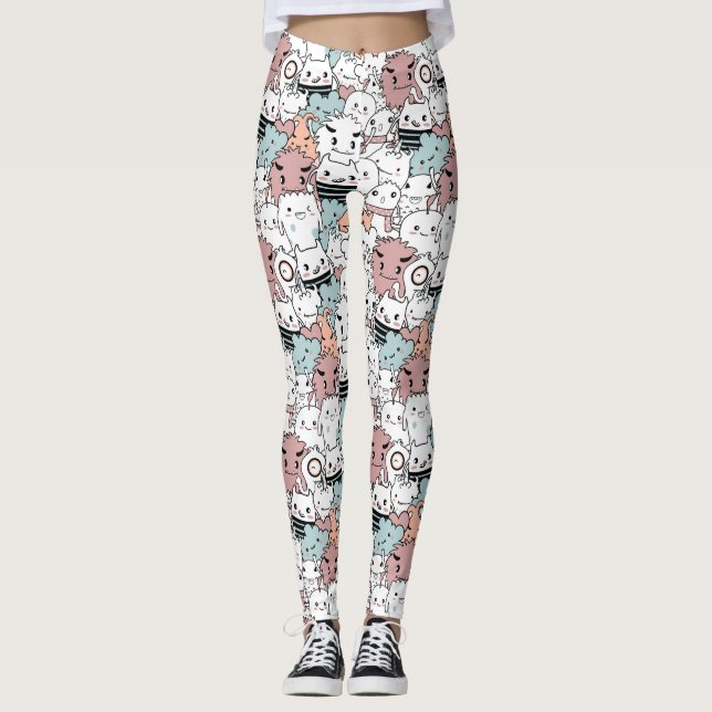 Leggings Légendes de monstres adorables (Devant)