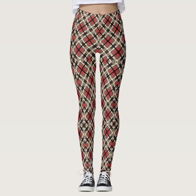 Leggings Légendes de Motif diagonales orange brûlées (Devant)