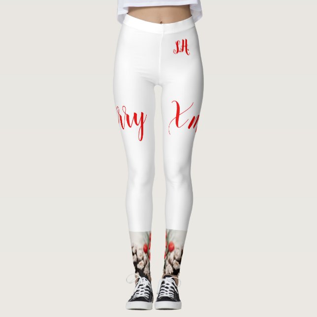 Leggings Légendes de Noël Capris haut taille, blanc (Devant)