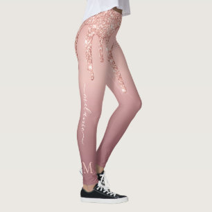 Leggings Légendes de Parties scintillant d'or rose texte et