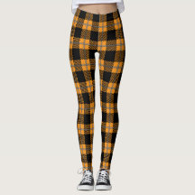 Légendes de plaid d'Halloween noir et orange