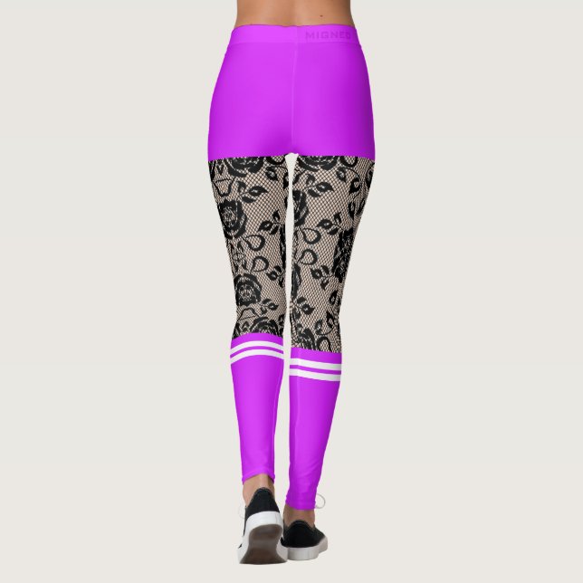 Leggings Légendes de poissons de dentelle Faux Lace Purple  (Dos)