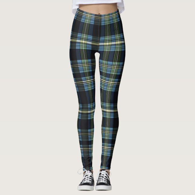 Leggings Légendes de tarte bleu, vert et noir (Devant)