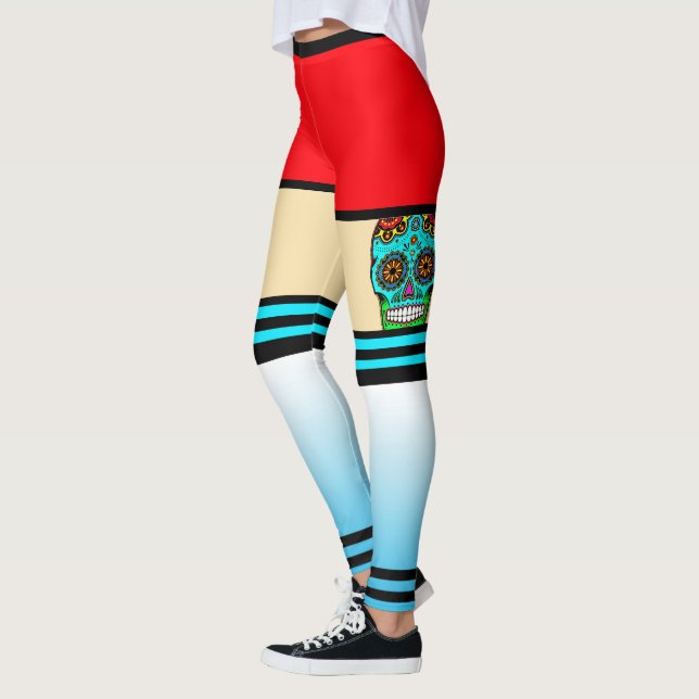 Leggings Légendes de tatouage au crâne sucre (Gauche)