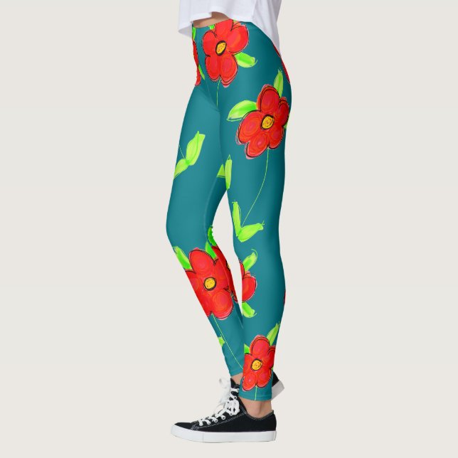 Leggings Légendes de turquoisue rouge de couleur vive (Gauche)