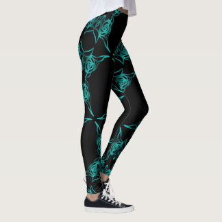 Leggings Légendes de verre d'ourlet bleu défraîchi