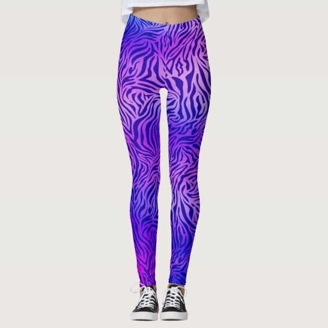 Leggings Légendes de zèbre bleu violet (Devant)