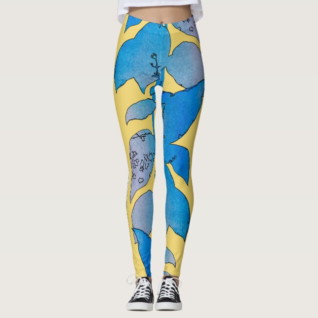 Leggings Légendes d'été Feuilles bleu-vert (Devant)