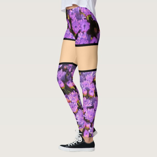 Leggings Légendes d'illusion de fleurs violettes (Gauche)