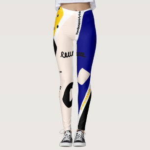 Leggings Légendes d'impression Abstraites bleues et jaunes