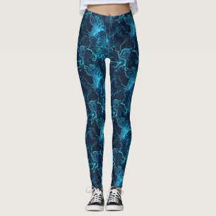 Leggings Légendes d'impression Abstraites en bleu vibre