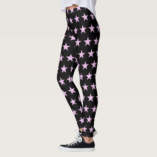 Leggings Légendes d'impression en noir et rose (Gauche)