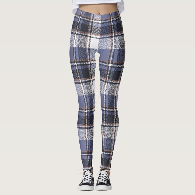 Leggings Légendes femmes de concepteur de plaid bleu (Devant)