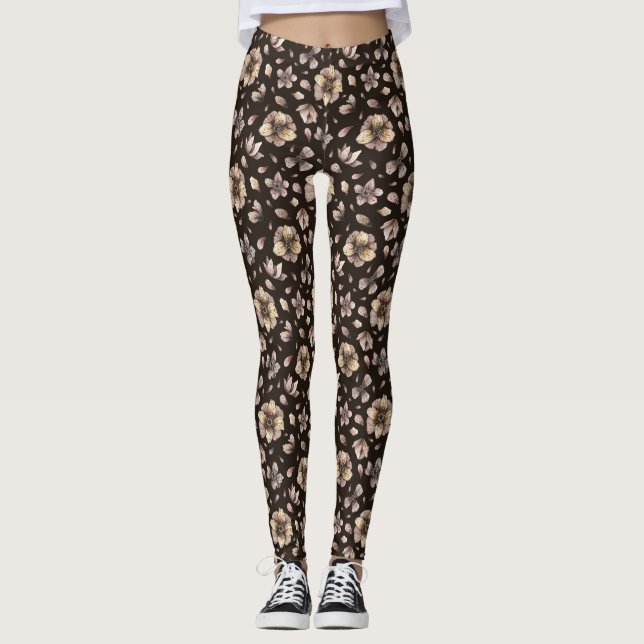 Leggings Légendes florales d'or/Brown (Devant)