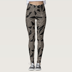 Leggings Légendes géométriques noir/tan pour femmes