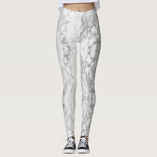 Leggings Légendes grises marbrées et blanches (Devant)