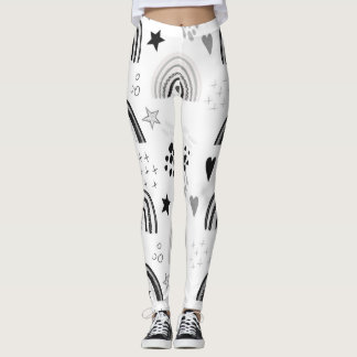 Leggings Légendes minimales de l'arc-en-ciel blanc noir