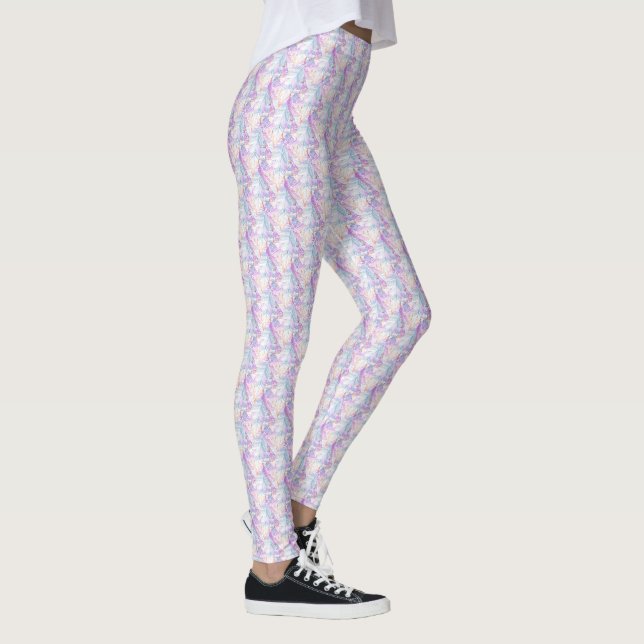 Leggings Légendes motifs pourpres en plume et perles boho (Droite)