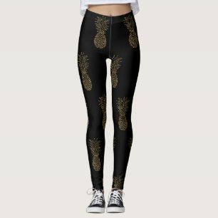 Leggings Légendes noires Ananas métallique en or