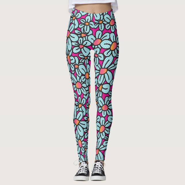Leggings Légendes Pop Fleur (Rose) (Devant)