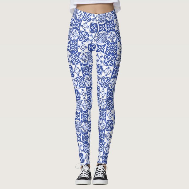 Leggings Légendes portugaises azulejo tuiles style Lisbonne (Devant)