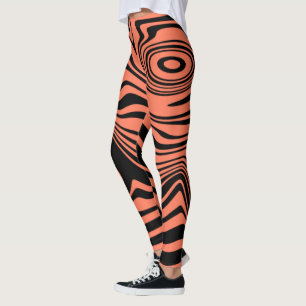 Leggings Légendes rayées noir ondulé orange colorées person
