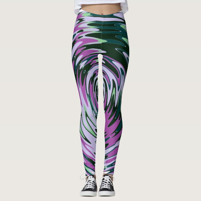Leggings Légendes Tourbillonnant pourpres et vertes pour le (Devant)