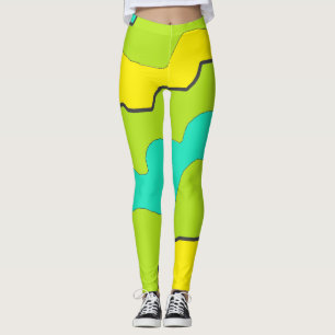 Leggings Légendes Turquoises, vertes et jaunes de chaux