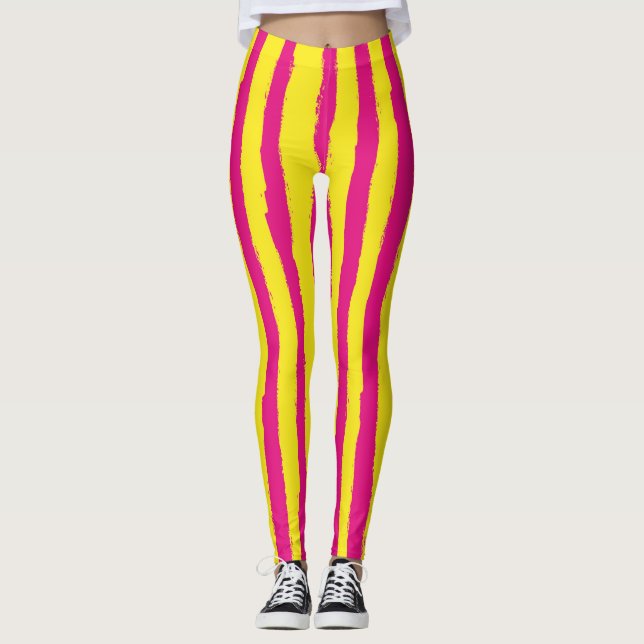 Leggings Légendes verticales vides roses et jaunes (Devant)